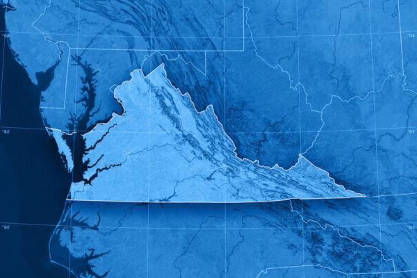 Map image of Virginia tinted blue